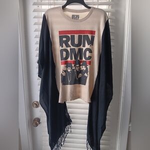 Upcycled RUN DMC Poncho Tee w/ Kimono Sleeves - Hand-made